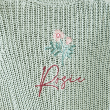 Personalised Pink Flower Sage Cardigan