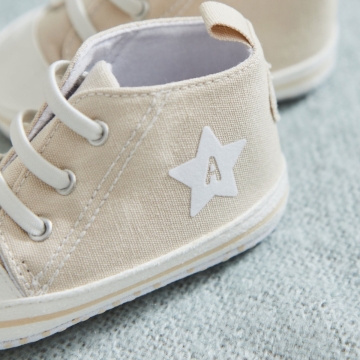 Personalised Star Oatmeal Baby High Top Trainers 
