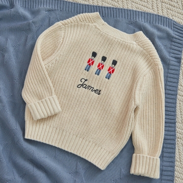 Personalised London Soldier Oatmeal Cardigan