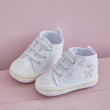 Personalised Pink Butterfly White Baby High Tops