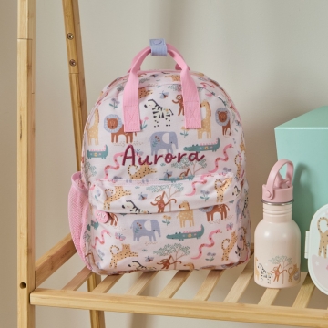 Personalised Pink Floral Safari Medium Backpack