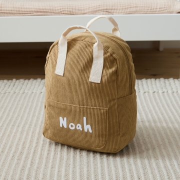 Personalised Mini Caramel Cord Backpack