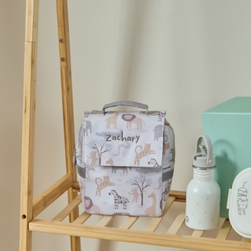 Personalised Neutral Safari Grab Handle Lunchbag