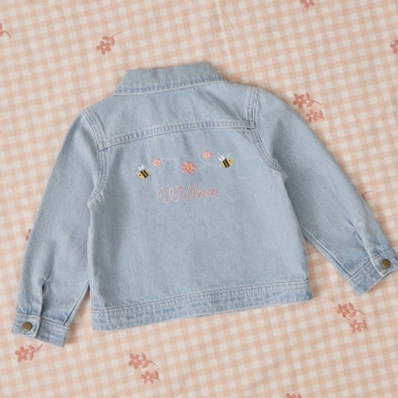 Personalised Bumblebee Stonewash Denim Jacket
