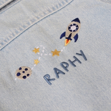 Personalised Rocket and Stars Stonewash Denim Jacket