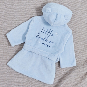 Personalised Little Brother Blue Fleece Robe