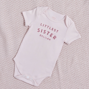 Personalised Littlest Sister Pink Bodysuit