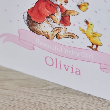 Personalised Flopsy Bunny™ Beautiful Baby Greeting Card