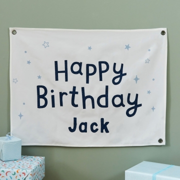 Personalised Blue Party Time Birthday Wall Hanging