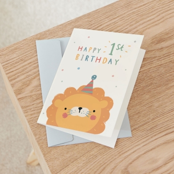 Personalised Little Lion's 1st Birthday Card