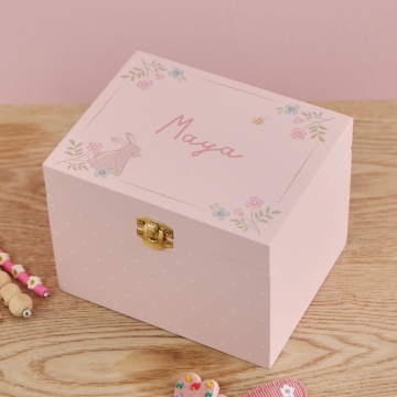 Personalised Bunny Floral Jewellery Box