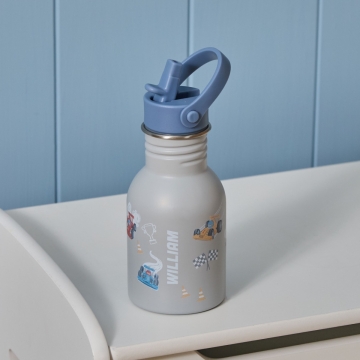 Personalised Race Car Blue Water Bottle