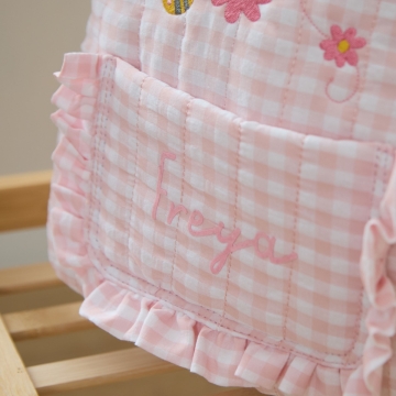 Personalised Bumblebee Pink Gingham Backpack