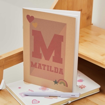 My Kids Personalised Pink Varsity Softcover Blank Notebook
