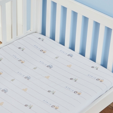 Personalised Tractor All-Over Print Fitted Cot Sheet