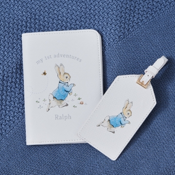 Personalised Peter Rabbit™ White Passport Holder & Luggage Tag