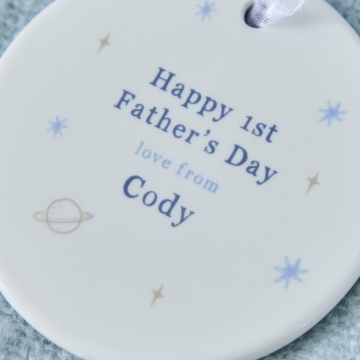 Personalised Space Photo Upload Round Ceramic Disk