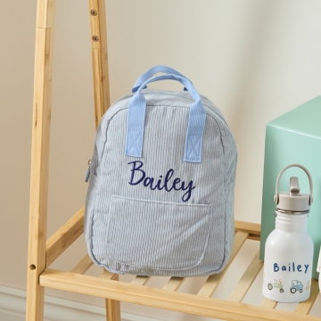 Personalised Big Name Blue Cord Backpack