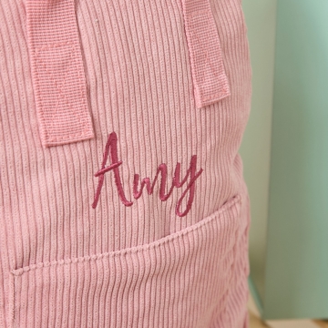 Personalised Big Name Pink Cord Backpack