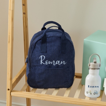 Personalised Big Name Navy Cord Backpack