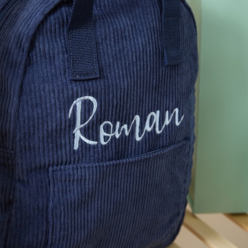 Personalised Big Name Navy Cord Backpack