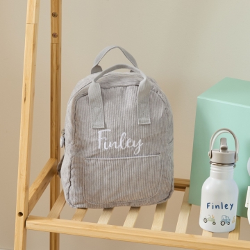 Personalised Big Name Grey Cord Backpack