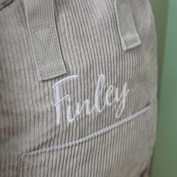 Personalised Big Name Grey Cord Backpack