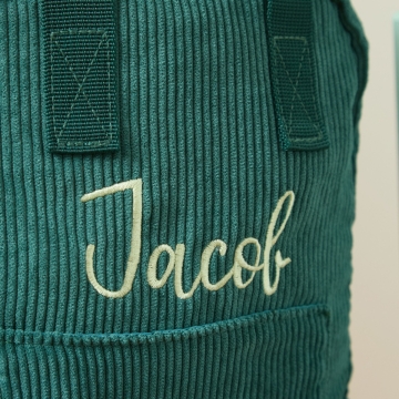 Personalised Big Name Forest Green Cord Backpack