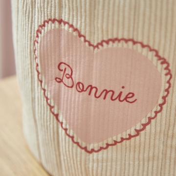Personalised Pink Heart Small Ecru Cord Storage Basket