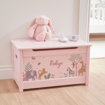 Personalised Pink Safari Toy Box 