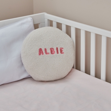 Personalised Capital Letter Name Round Borg Cushion