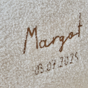 Personalised Name & Date Round Borg Cushion