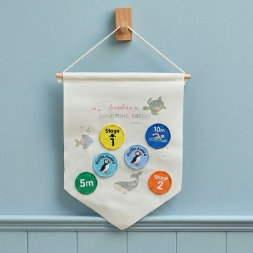 Personalised Summer Sorbet Swimming Badges Wall Hanging