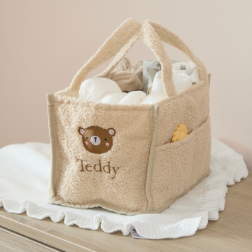 Personalised Teddy Bear Face Borg Nappy Caddy