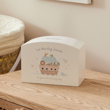 Personalised Noah's Ark Christening Money Box FSC®