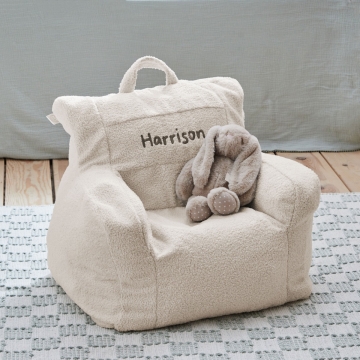Personalised Ecru Name Bean Bag Filled Chair
