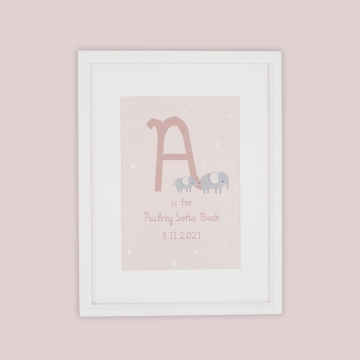 Personalised Pink Elephant Design Wall Art