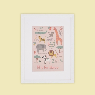 Safari Animal Pink Wall Art 