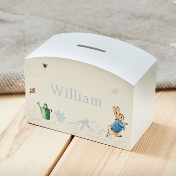 Personalised Blue Peter Rabbit Money Box FSC®
