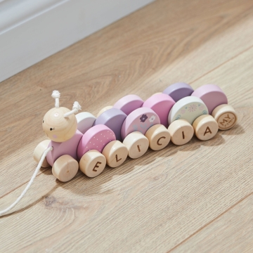 Personalised Pink Pull-Along Caterpillar FSC®