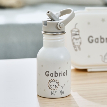 Personalised Big Cats Neutral Water Bottle 
