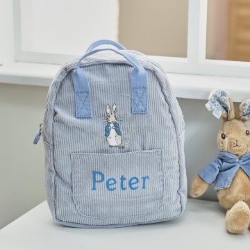Personalised Peter Rabbit™ Blue Cord Mini Backpack