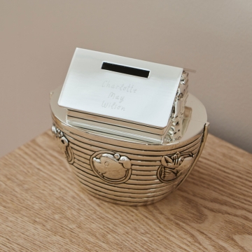 Personalised Animal Ark Silver Plated Money Box