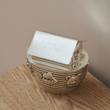 Personalised Animal Ark Silver Plated Money Box