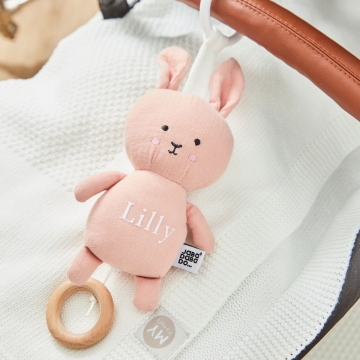 Personalised Jabadabado Pink Musical Bunny Pull Toy