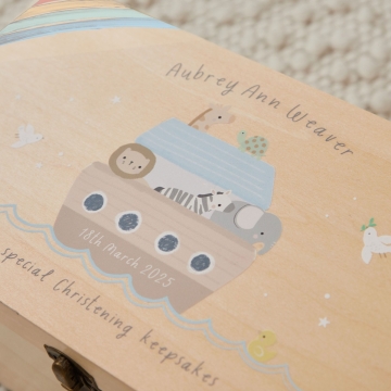 Personalised Noah's Ark Wooden Keepsake Box FSC®