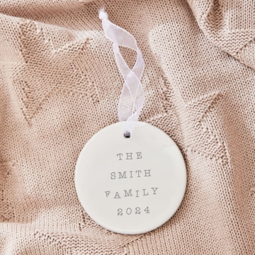Personalised Family Round Ceramic Hanging Decoration