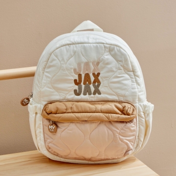 My Kids Personalised Bubble Gradient Name Quilted Medium Backpack in Ecru