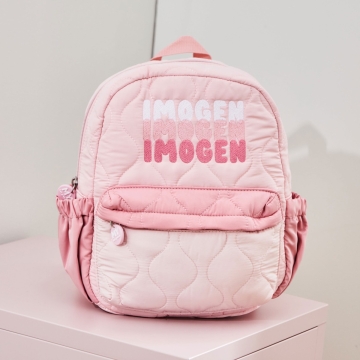 Personalised Bubble Gradient Name Pink Medium Quilted Backpack