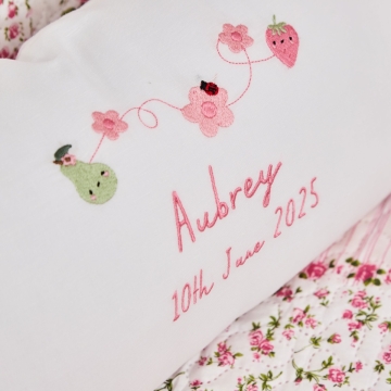 Personalised Bloom & Blossom Embroidered Linen Cushion 